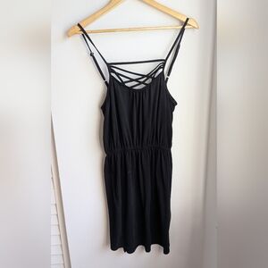 Poof Black Strappy Short Dress Criss Cross Front Size Large